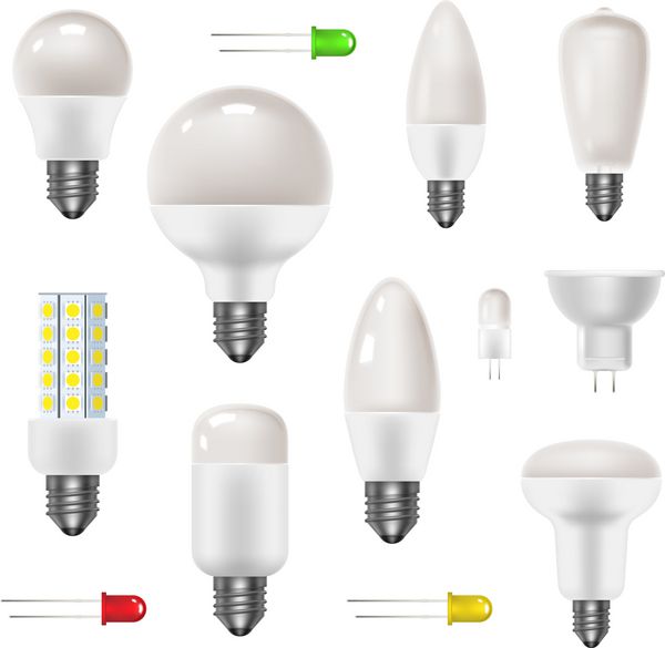 مجموعه لامپ شیشه ای مات لامپ های کم مصرف ال ای دی نماد واقع گرایانه