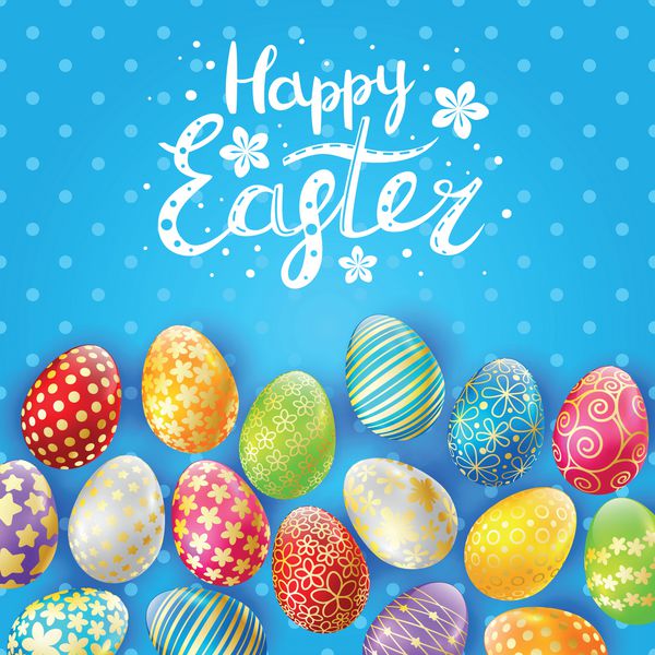 کارت تبریک عید پاک با تخم مرغ های رنگی