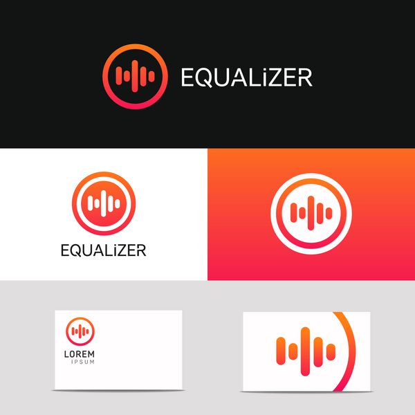 طراحی وکتور آرم شرکت علامت صوتی نماد صدای موسیقی انتزاعی