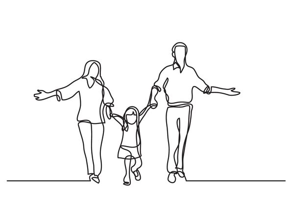 نقاشی خط پیوسته مادر پدر و فرزند