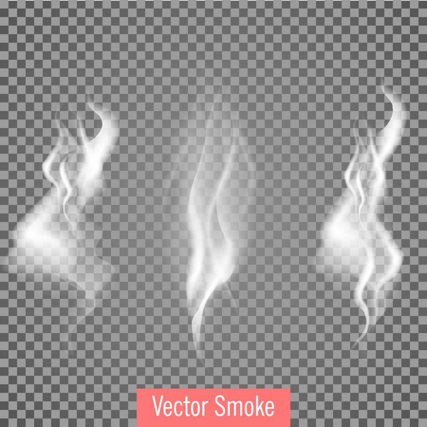 مجموعه سفید ظریف امواج دود سیگار بر روی وکتور پس زمینه شفاف