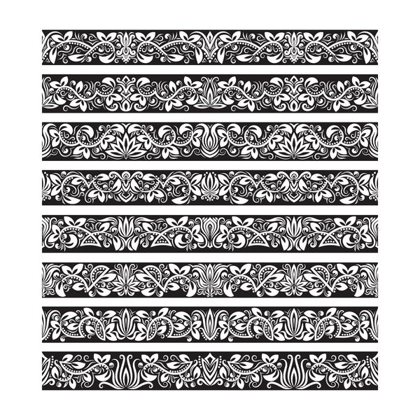 عناصر قدیمی سیاه و سفید برای ایجاد برس های برداری کیت قالب های حاشیه برای طراحی قاب و تزئینات صفحه