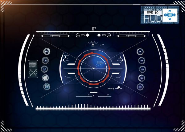 پس زمینه HUD داشبورد فضاپیما منظره فوق العاده است رابط کاربری آینده نگر آینده انتزاعی بردار مفهومی گرافیک مجازی آبی آینده نگر