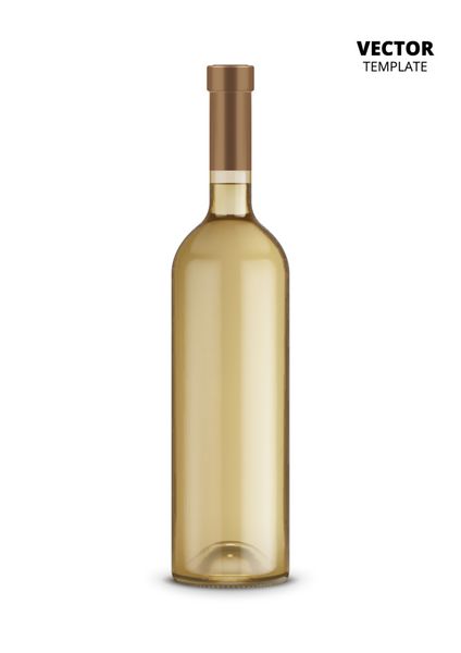 وکتور بطری شراب جدا شده در پس زمینه سفید ماکت بطری شیشه ای برای تبلیغات ارائه طرح