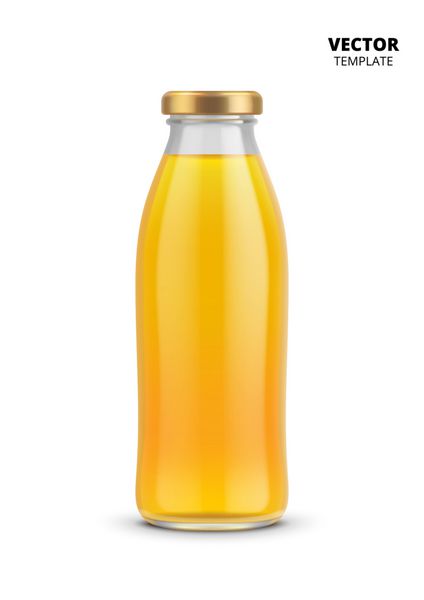 وکتور ماکت شیشه ای بطری آب میوه جدا شده