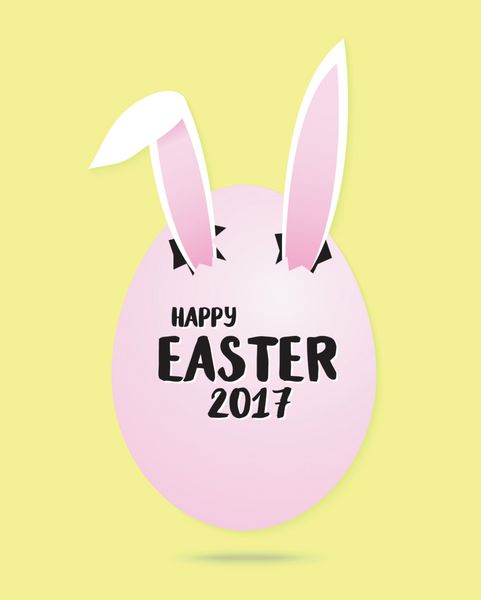 کارت تبریک عید پاک گوش خرگوش خنده دار در تخم مرغ در پس زمینه رنگ پاستلی