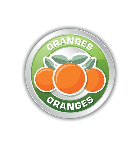 نشان فلزی نقره‌ای با سه رنگ پرتقال روی زمینه سفید