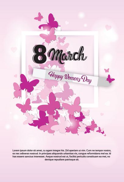 8 مارس روز جهانی زن کارت پستال وکتور مسطح