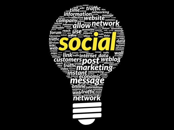 ابر کلمه لامپ اجتماعی مفهوم تجاری