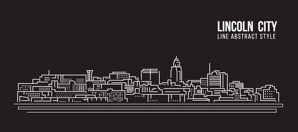 طراحی وکتور وکتور خط هنر ساختمان منظره شهری - شهر لینکلن
