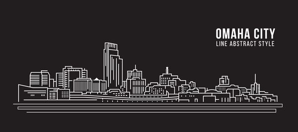 طراحی وکتور وکتور خط هنر ساختمان منظر شهری - شهر اوماها