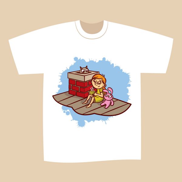 طرح چاپ تی شرت دختر روی پشت بام
