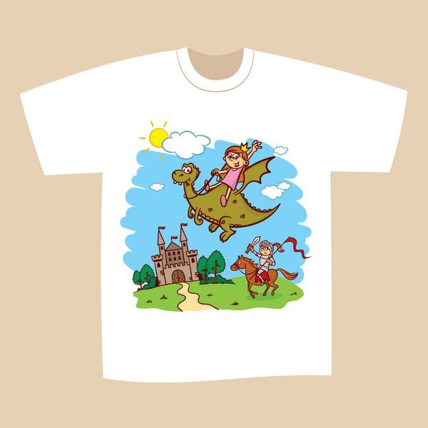 طرح چاپ تی شرت Princess on Dragon