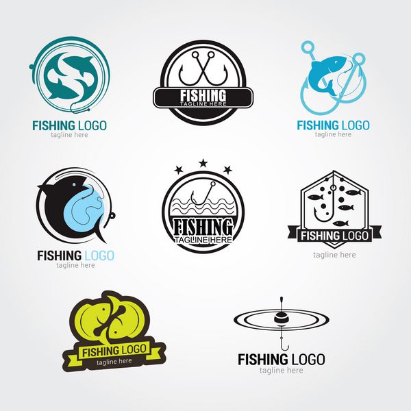 الگوی طراحی لوگو ماهیگیری وکتور