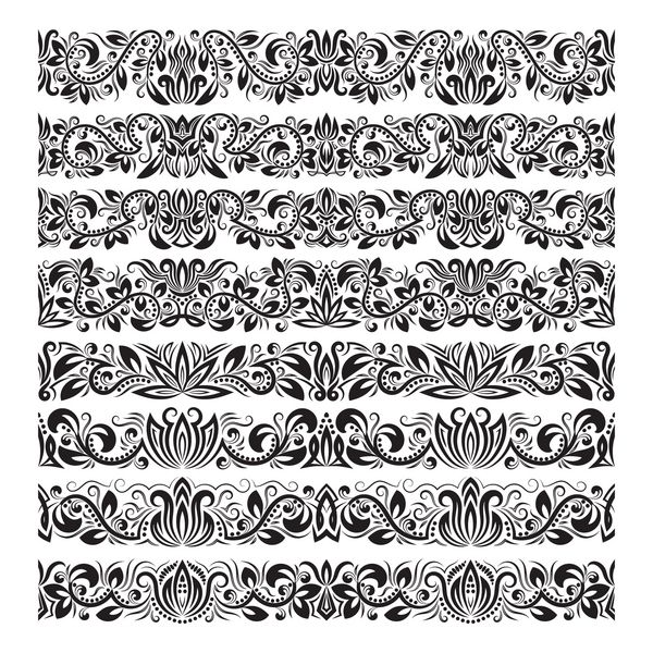 مجموعه ای از قالب های براش حاشیه قدیمی عناصر گل باروک برای طراحی قاب و تزئینات صفحه