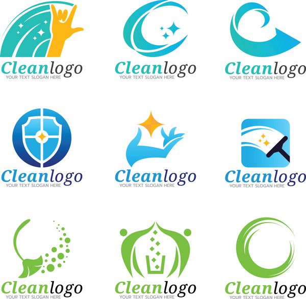 طراحی مجموعه وکتور لوگوی خدمات نظافت و خانه داری