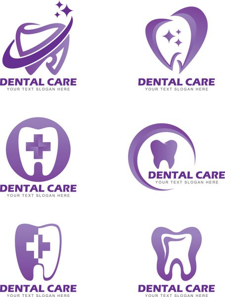طراحی مجموعه وکتور علامت لوگوی Dental Care