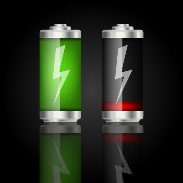 تصویر باتری های شارژ شده با عنصر بردار رعد و برق برای طرح شما