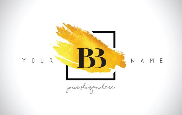 طراحی لوگوی حرف طلایی BB با خط خلاقانه برس طلا