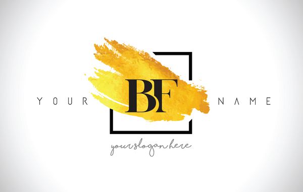 طراحی لوگوی حروف طلایی BF با خط خلاقانه برس طلا