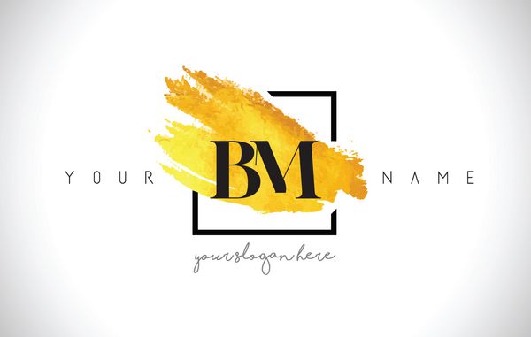 طراحی لوگوی حرف طلایی BM با برس خلاقانه طلا