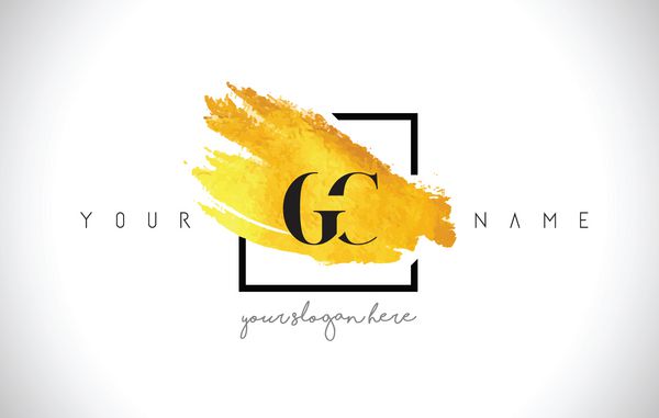 طراحی لوگوی حرف طلایی GC با خط خلاقانه برس طلا