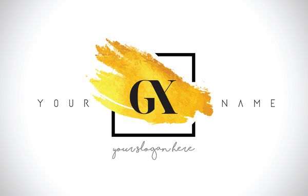 طراحی لوگوی حرف طلایی GX با قلم موی خلاقانه طلا