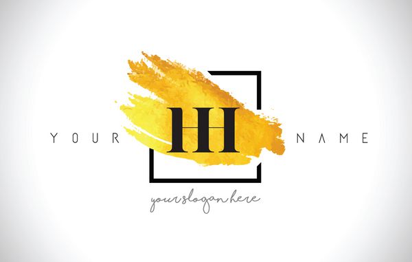طراحی لوگوی حرف طلایی HH با قلم موی خلاقانه طلا