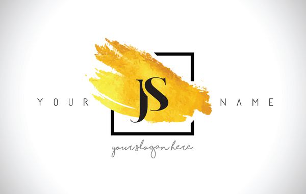 طراحی لوگوی حرف طلایی JS با برس خلاقانه طلا