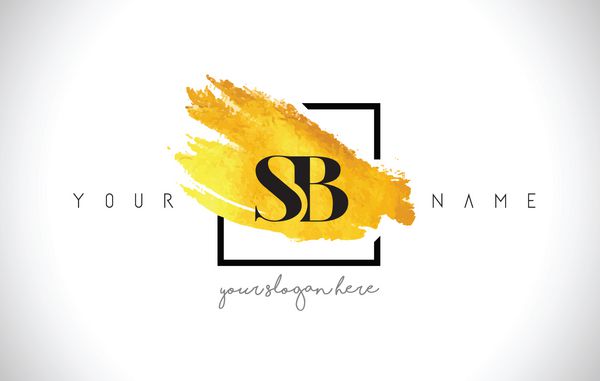 طراحی لوگوی حرف طلایی SB با قلم موی خلاقانه طلا