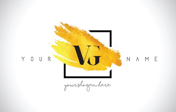 طراحی لوگوی حروف طلایی VG با برس خلاقانه طلا