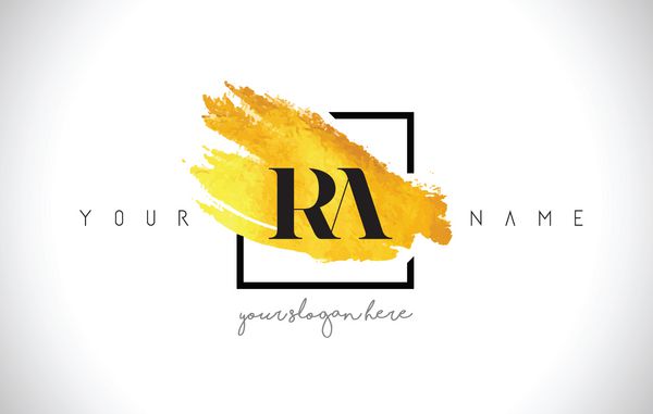 طراحی لوگوی حروف طلایی RA با برس خلاقانه طلا