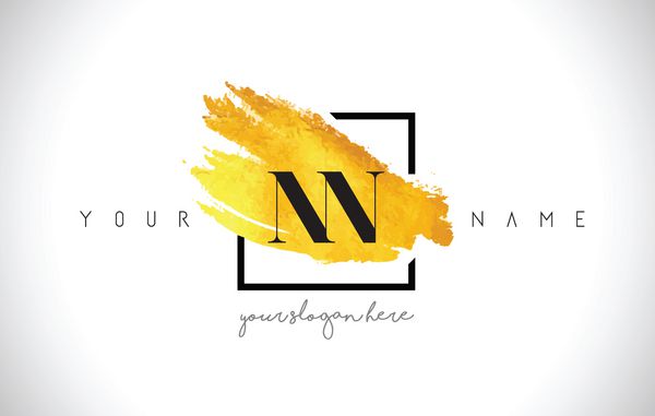 طراحی لوگوی حرف طلایی NN با برس خلاقانه طلا
