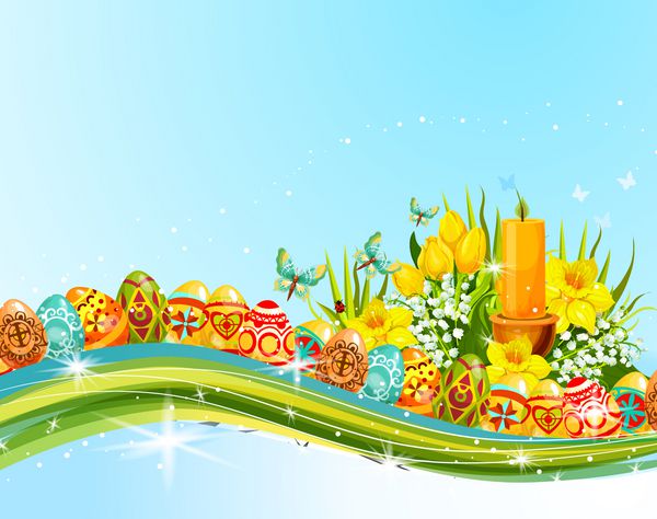 بنر تخم مرغ و گل عید پاک برای طراحی تعطیلات
