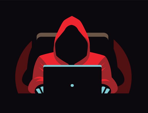 هکر بدون چهره تاریک با استفاده از کامپیوتر