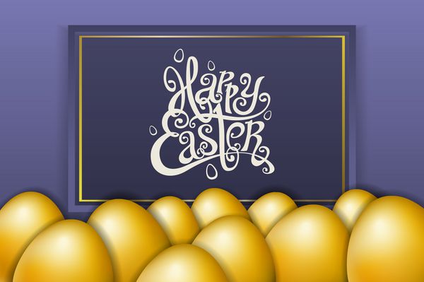 خط مبارک عید پاک خوشنویسی مدرن وکتور تخم مرغ طلا