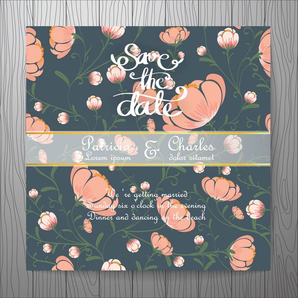 کارت دعوت عروسی با الگوهای گل به سبک زیبا