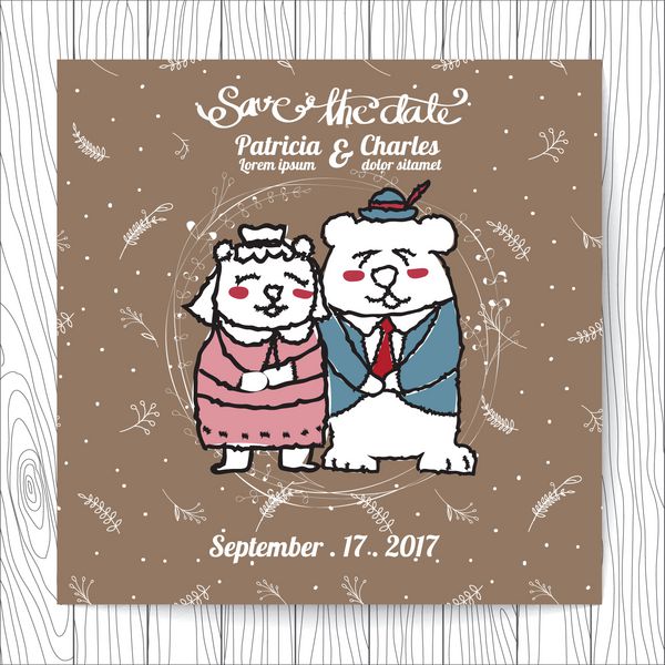 کارت دعوت عروسی خرس ناز به سبک ابله