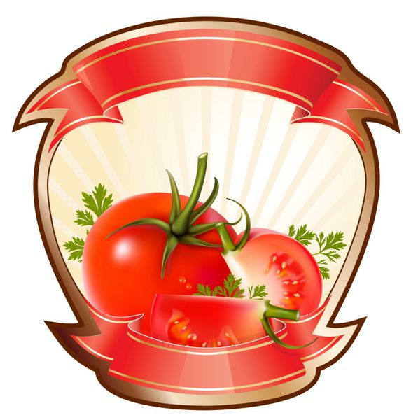 برچسب برای یک محصول با وکتور از گوجه فرنگی