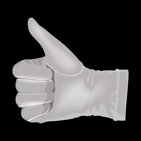 دست در یک دستکش سفید نماد پیروزی را نشان می دهد