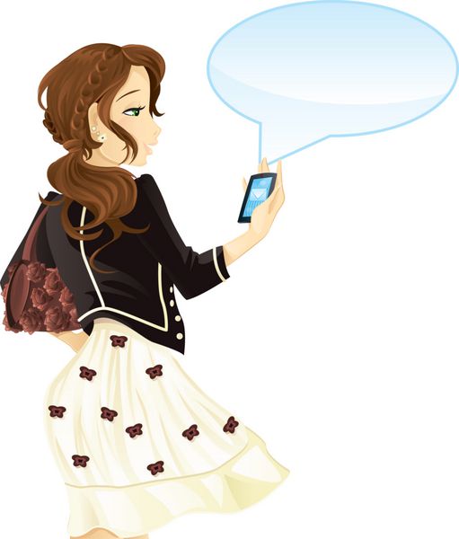 دختری با تلفن همراه و پیامک