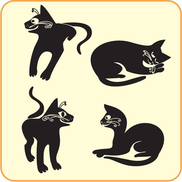 گربه سیاه - مجموعه وکتور EPS آماده وینیل