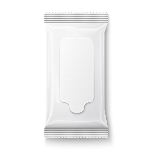بسته دستمال مرطوب سفید با فلپ