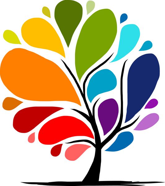 درخت رنگین کمان انتزاعی برای طراحی شما