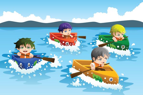 بچه ها در مسابقه قایق