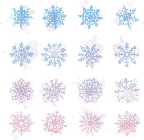 دانه های برف آبرنگ وکتور ستاره نماد