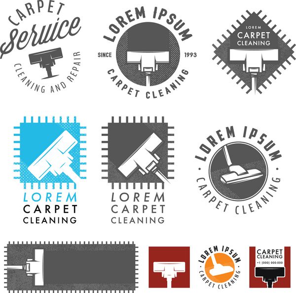 مجموعه ای از برچسب ها نشان ها و عناصر طراحی رترو قالیشویی
