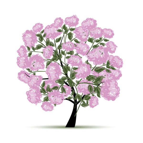 درخت بهاری با گل برای طرح شما
