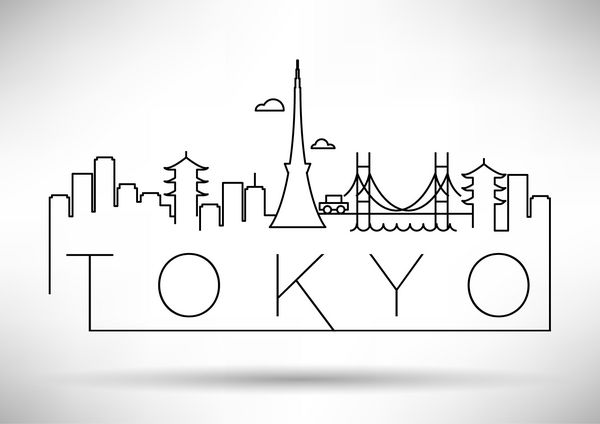 طراحی تایپوگرافی خط سیلوئت شهر توکیو