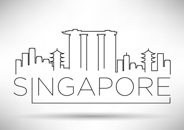 طراحی تایپوگرافی خط سیلوئت شهر سنگاپور